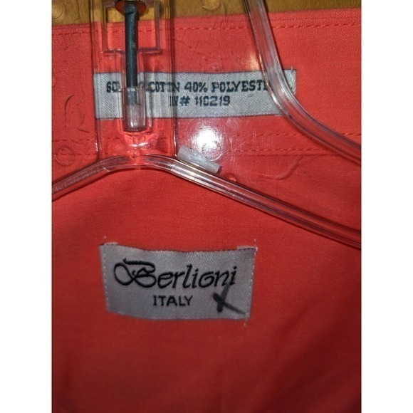 BERLIONI ITALY MENS 2XL PINK BUTTON DOWN 18-18.5/34/35 SHIRT - Picture 3 of 4